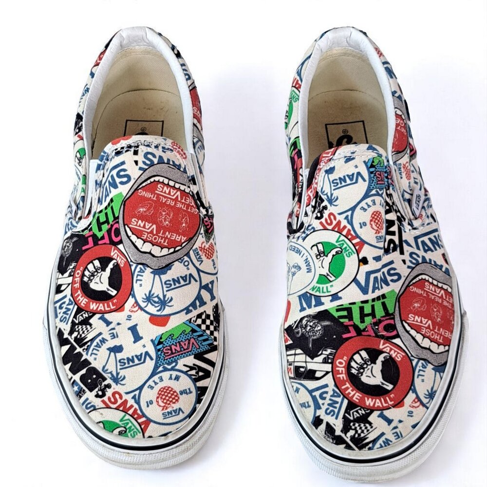 Vans off the Wall Sneakers Womens 9.5 Mens 8 Slip-on Graffiti Skate Shoes